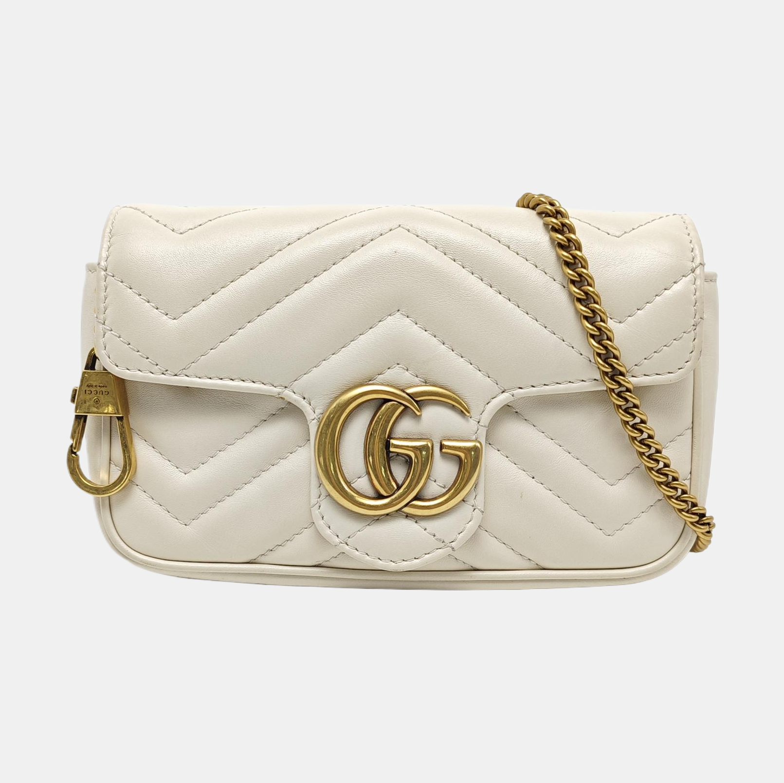 GG Marmont Mini Quilted Calfskin White