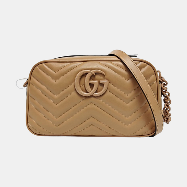 GG Marmont Small Quilted Calfskin Brown