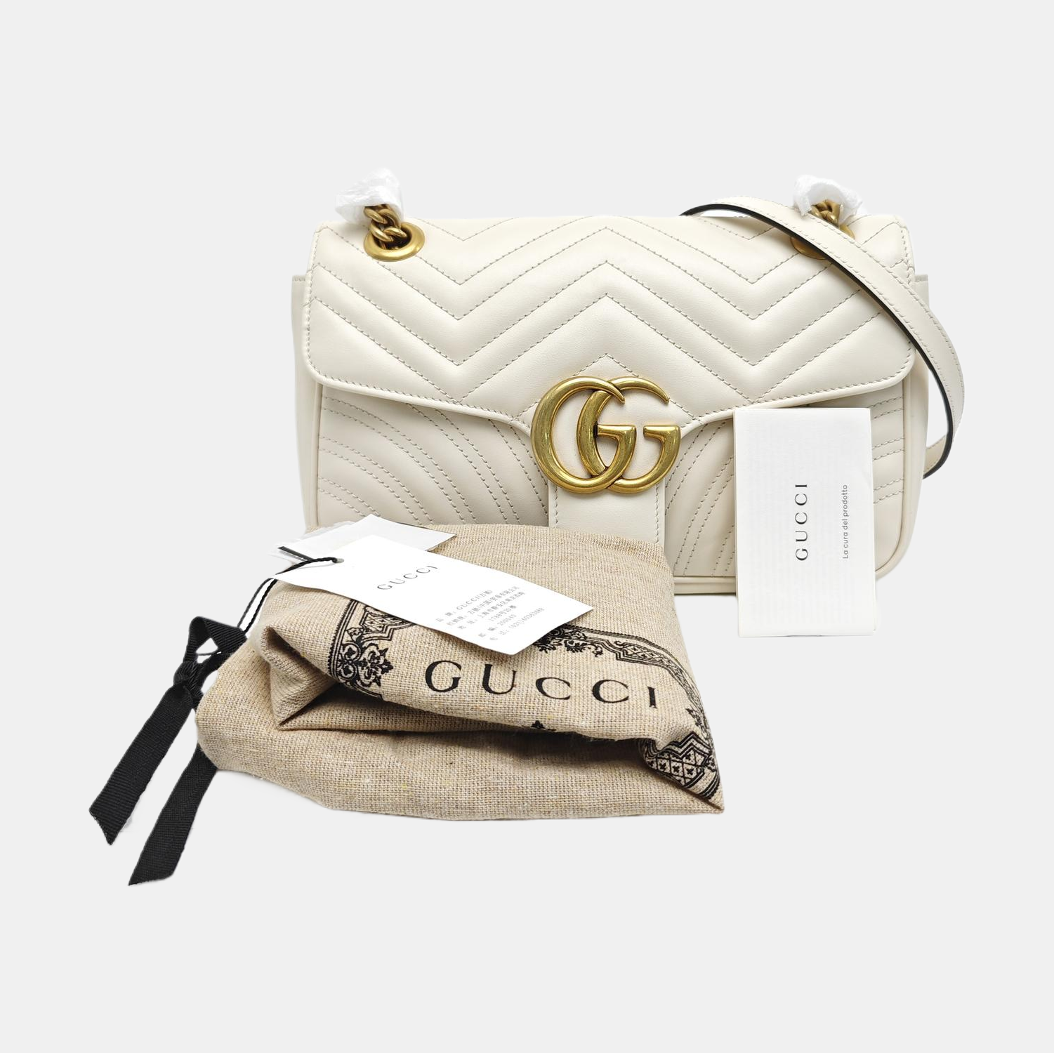 GG Marmont Medium Quilted Calfskin White