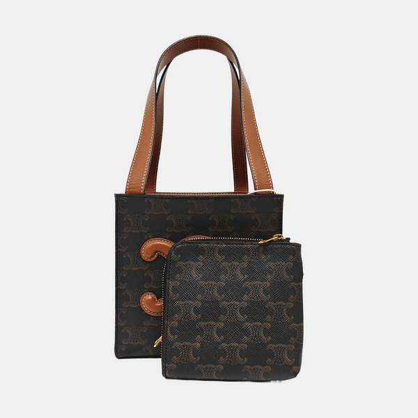 Coated Canvas Tote Bag Brown