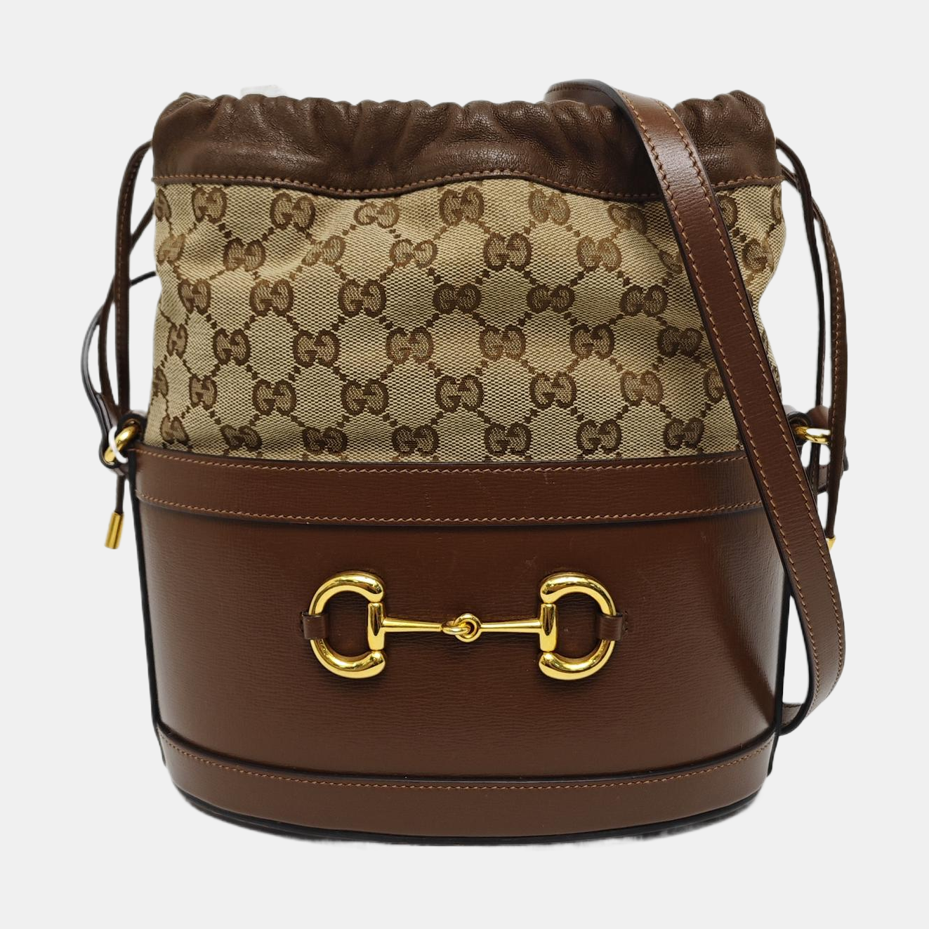 Authenticated pre-owned  Horsebit 1955 Small Monogram Calfskin Brown - Bucket Bag at Looply