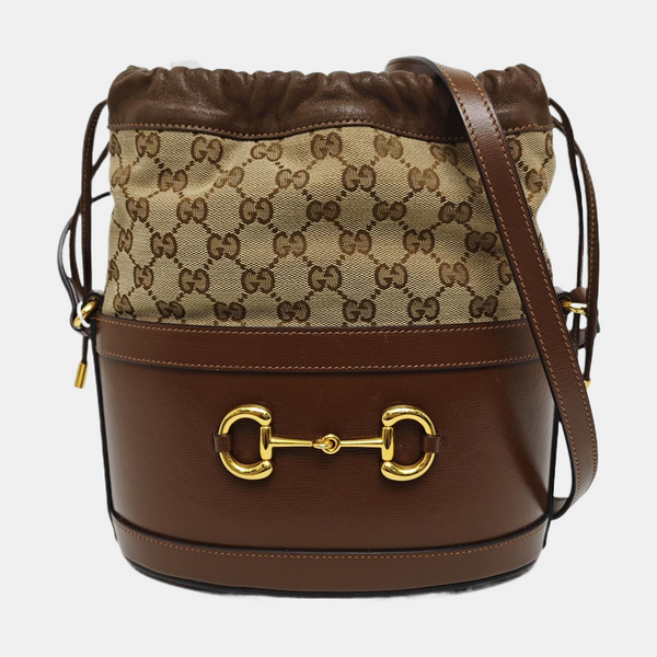 Authenticated pre-owned  Horsebit 1955 Small Monogram Calfskin Brown - Bucket Bag at Looply