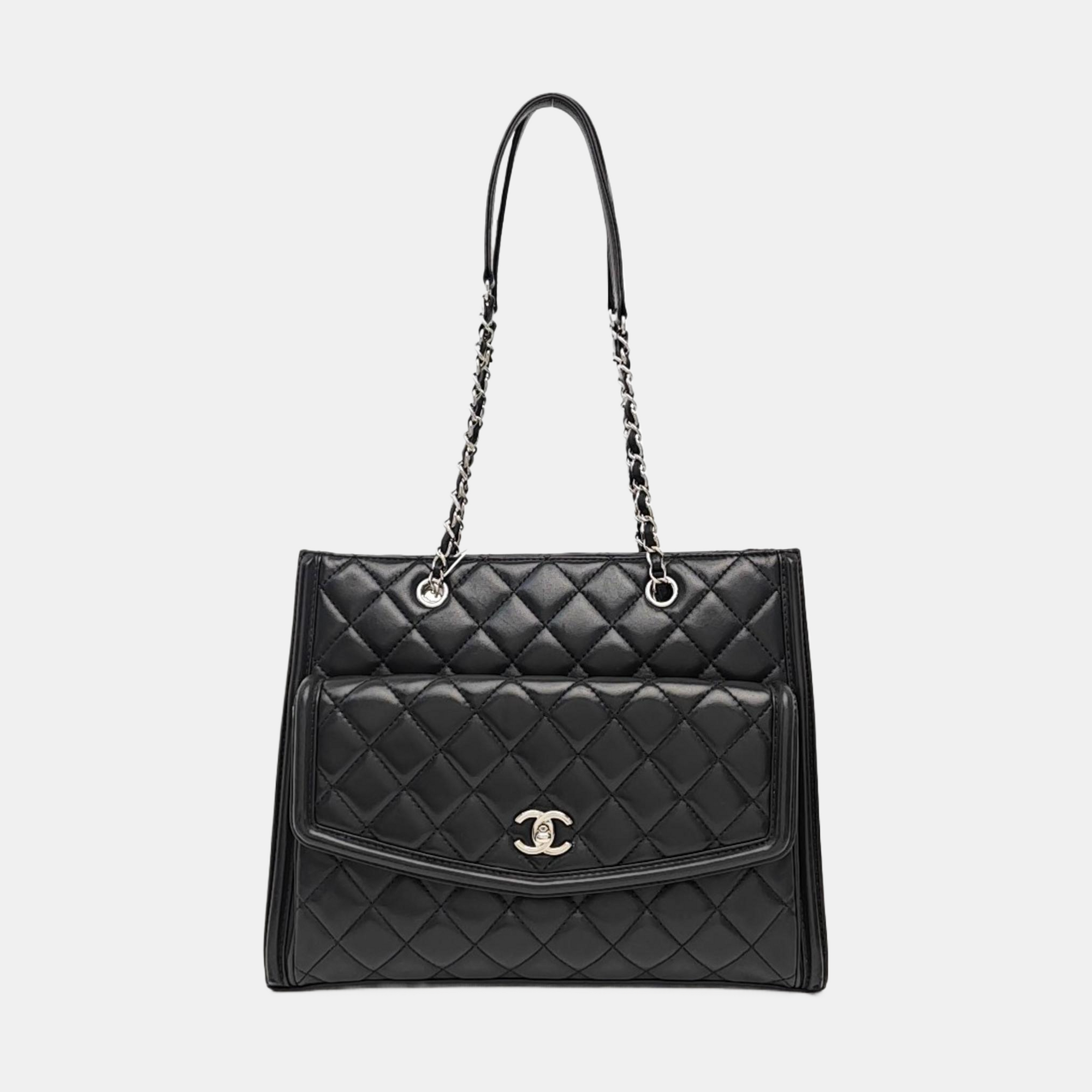 Quilted Lambskin Tote Bag Black