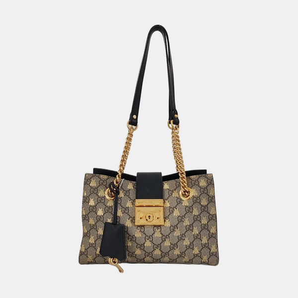 Padlock Small Monogram Coated Canvas Beige