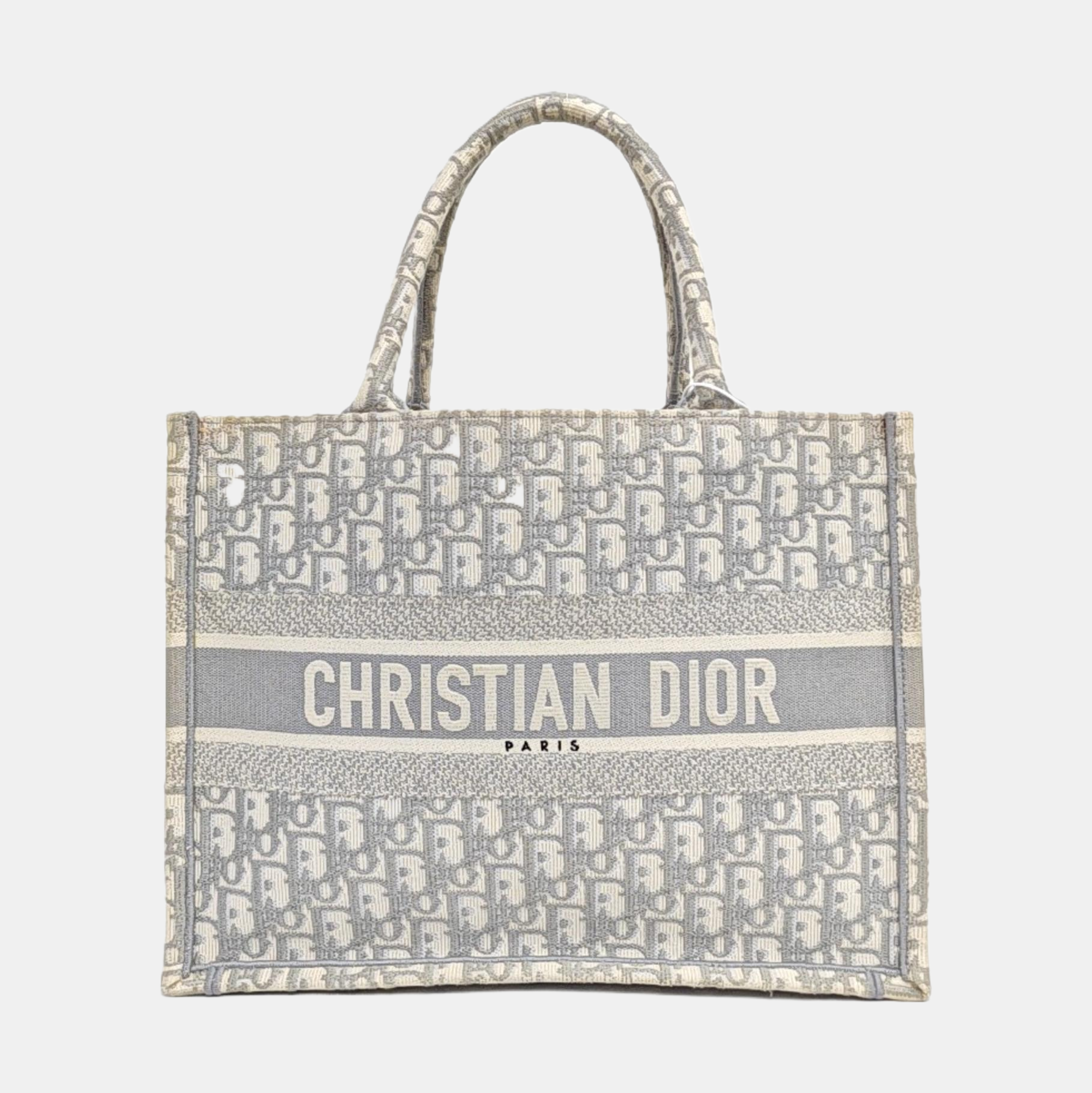 Book Tote Medium Oblique Canvas White
