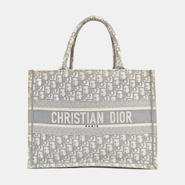 Book Tote Medium Oblique Canvas White