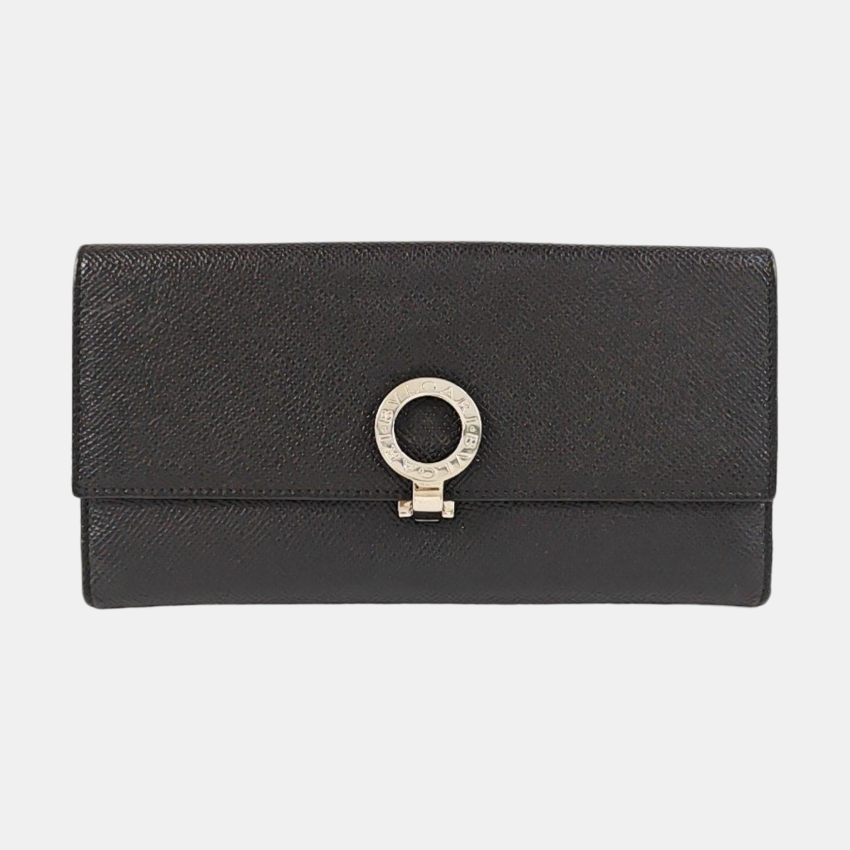 BVLGARI Calfskin Black Wallet