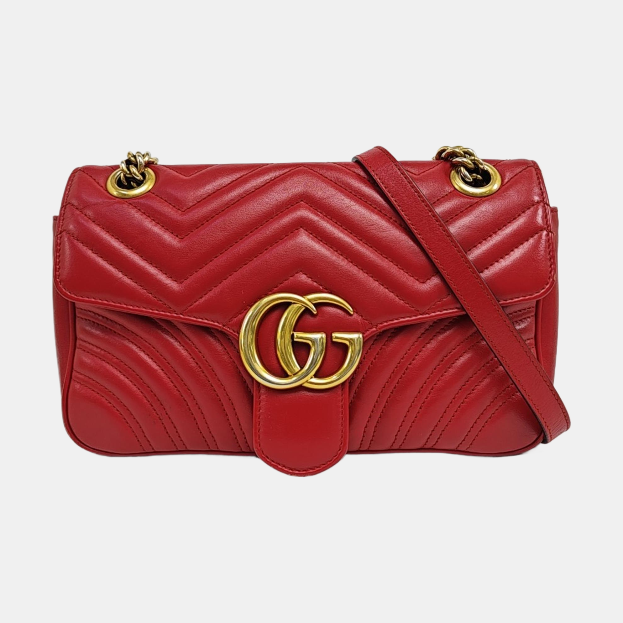 GG Marmont Medium Quilted Calfskin Red