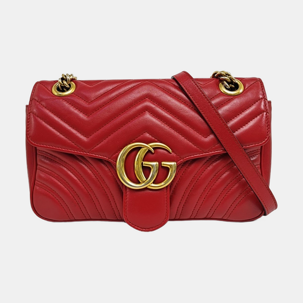 GG Marmont Medium Quilted Calfskin Red