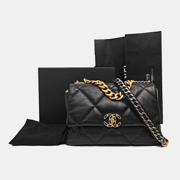 CHANEL 19 Large Quilted Lambskin Black
