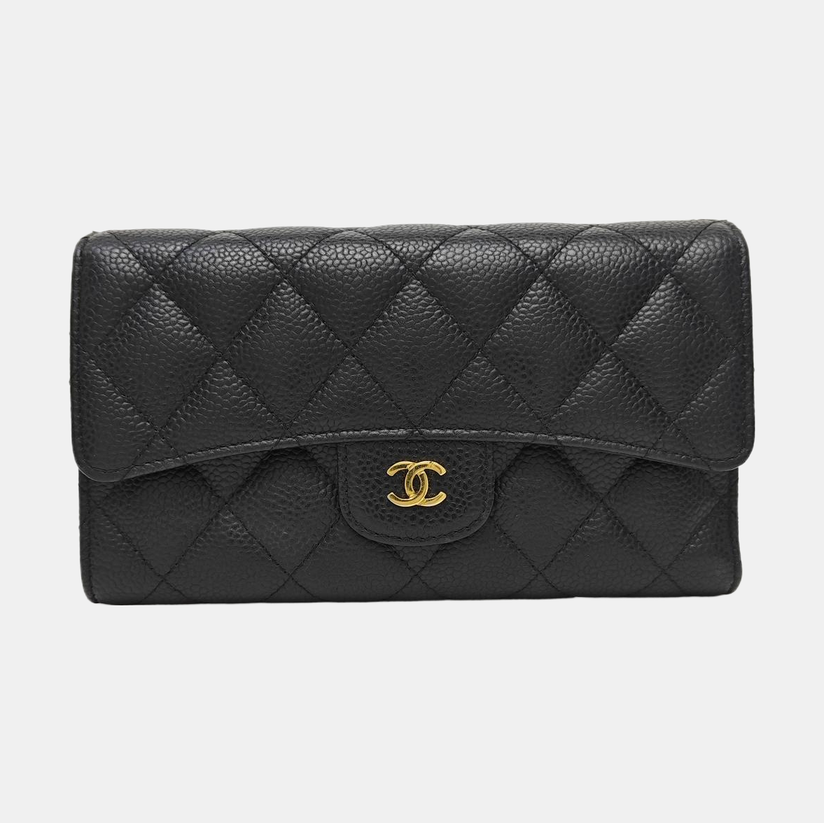 CLASSIC FLAP Mini Quilted Grained Calfskin Black Wallet