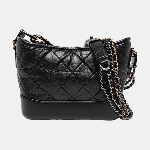 GABRIELLE Small Quilted Vintage Calf Black