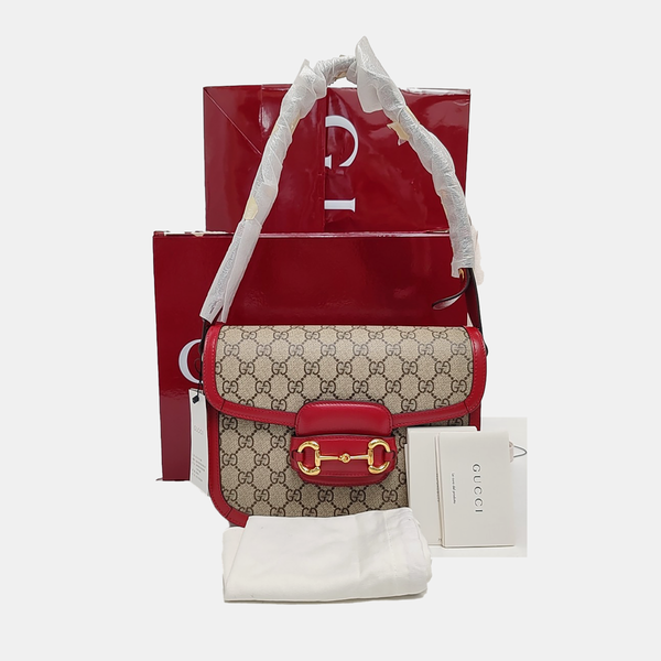 Horsebit 1955 Small Monogram Coated Canvas Beige