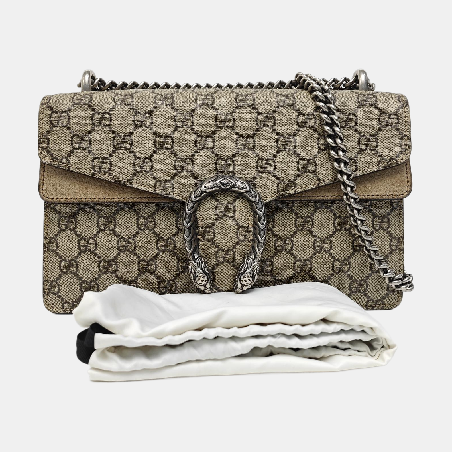 Dionysus Small Monogram Coated Canvas Beige