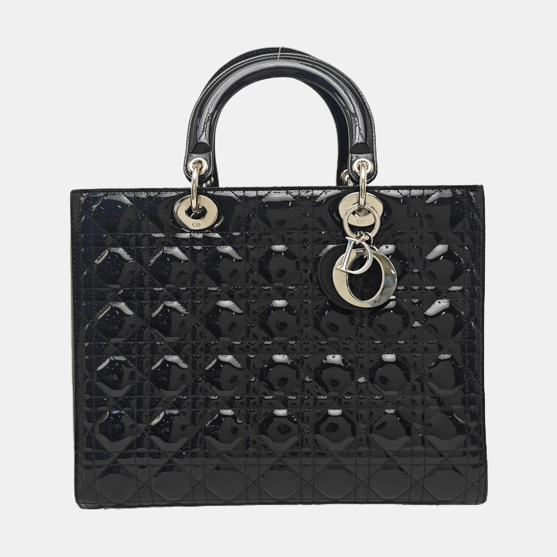 Lady Dior Large Cannage Patent Leather Black