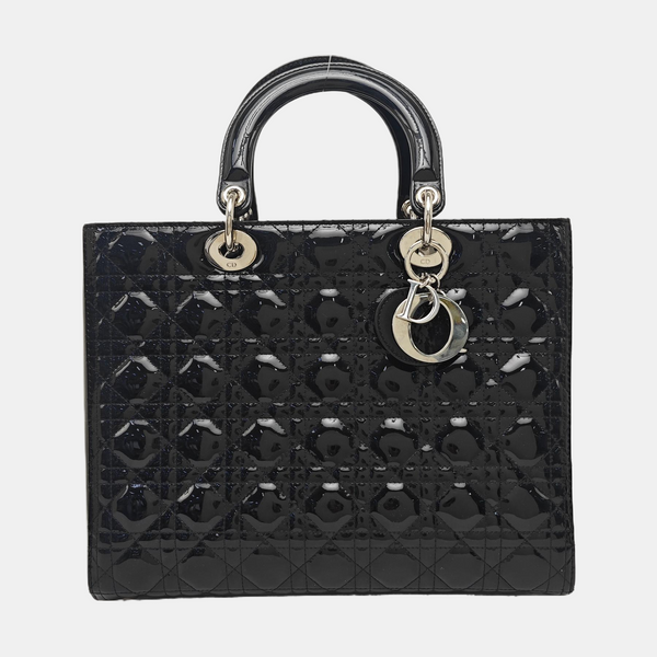 Lady Dior Large Cannage Patent Leather Black