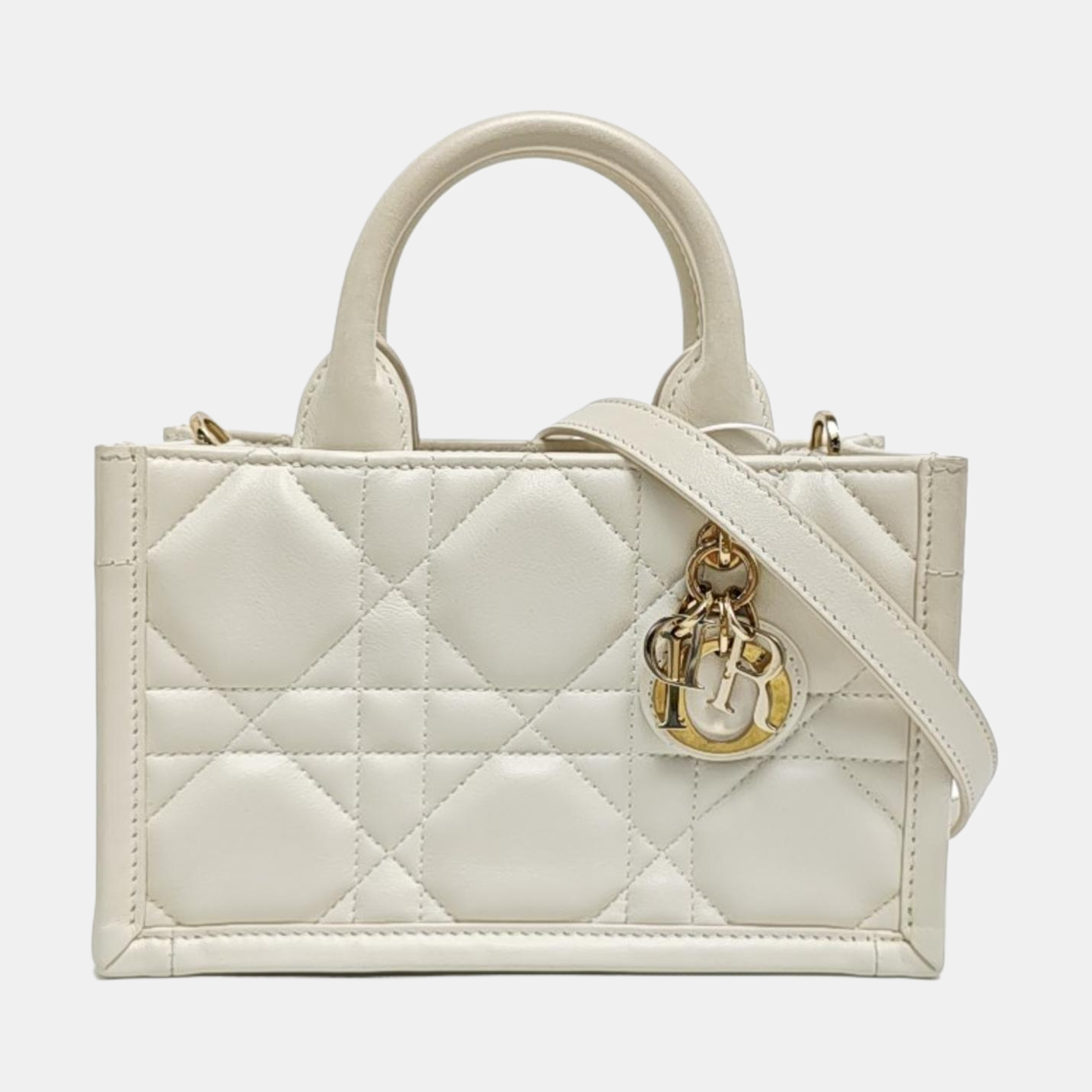 Book Tote Mini Cannage Calfskin White