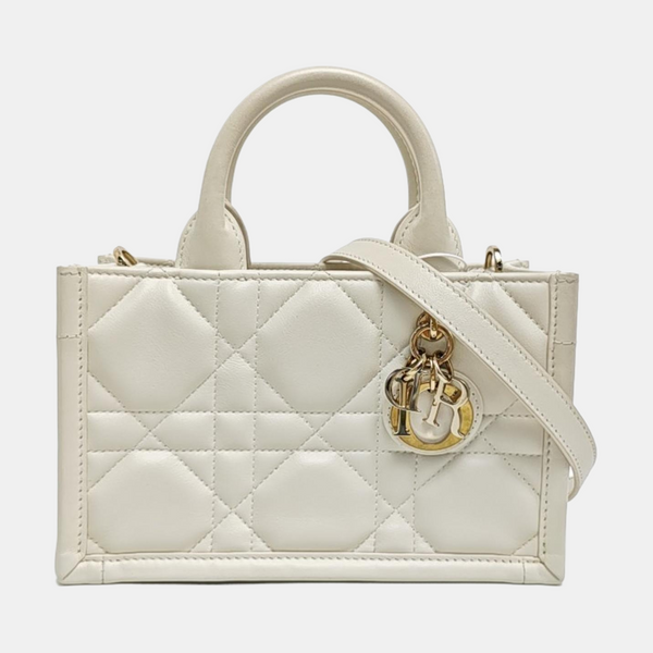 Book Tote Mini Cannage Calfskin White