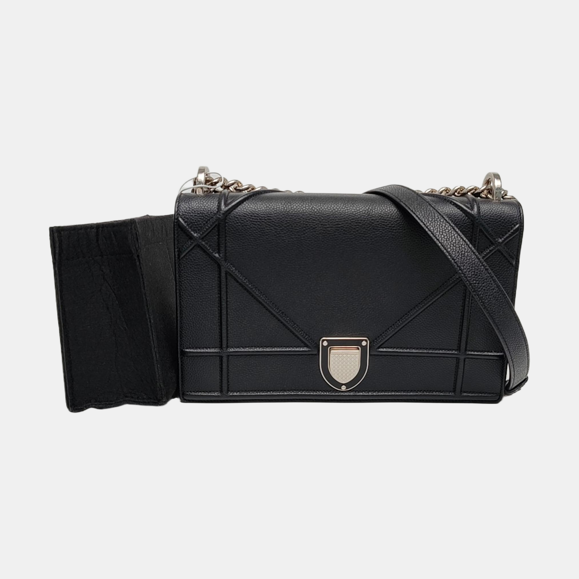 Diorama Medium Cannage Calfskin Black