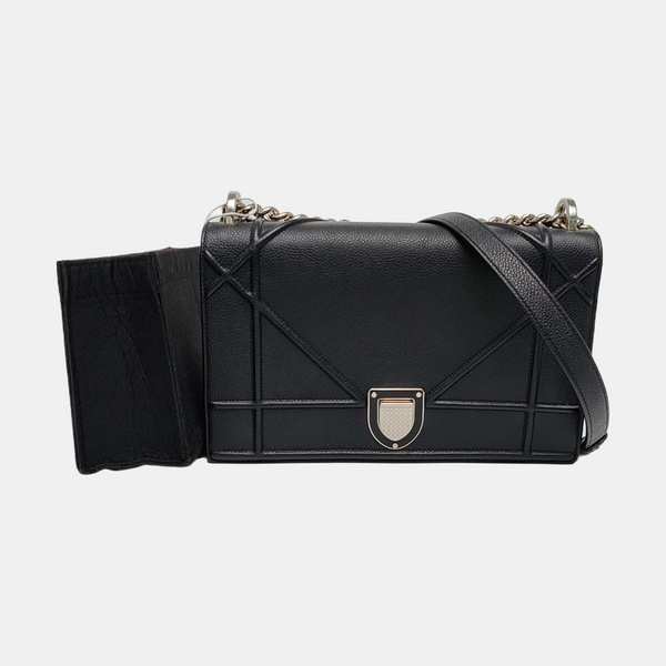 Diorama Medium Cannage Calfskin Black