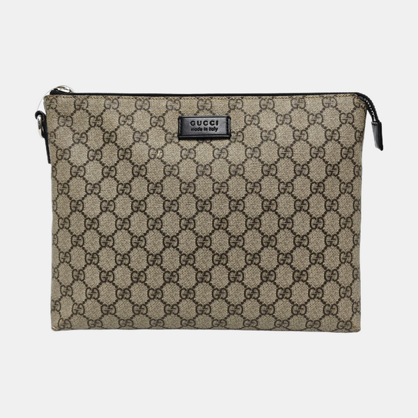 Monogram Coated Canvas Clutch Brown