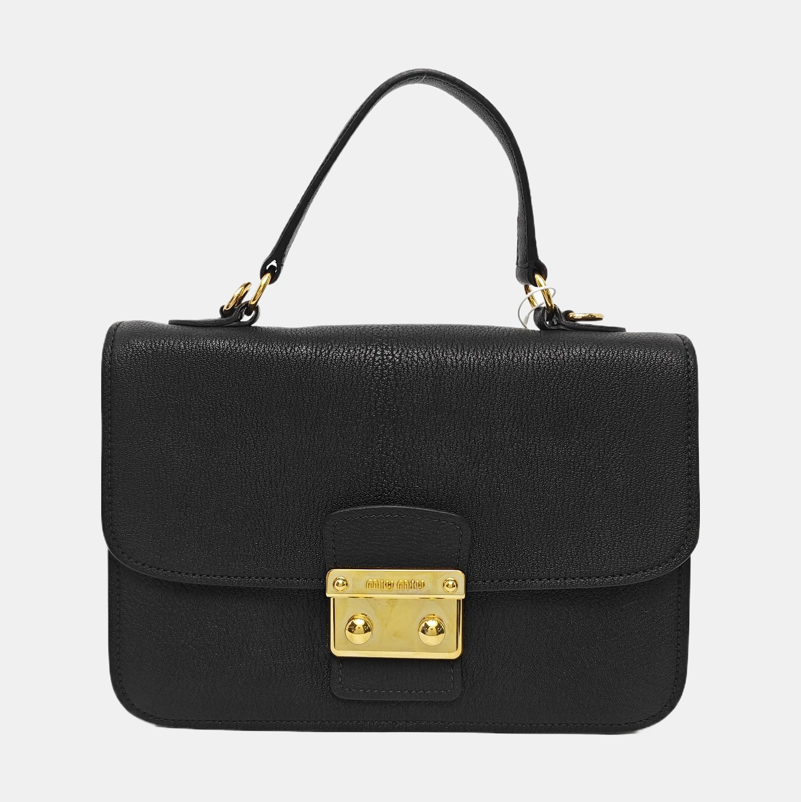 Calfskin Top Handle Bag Black
