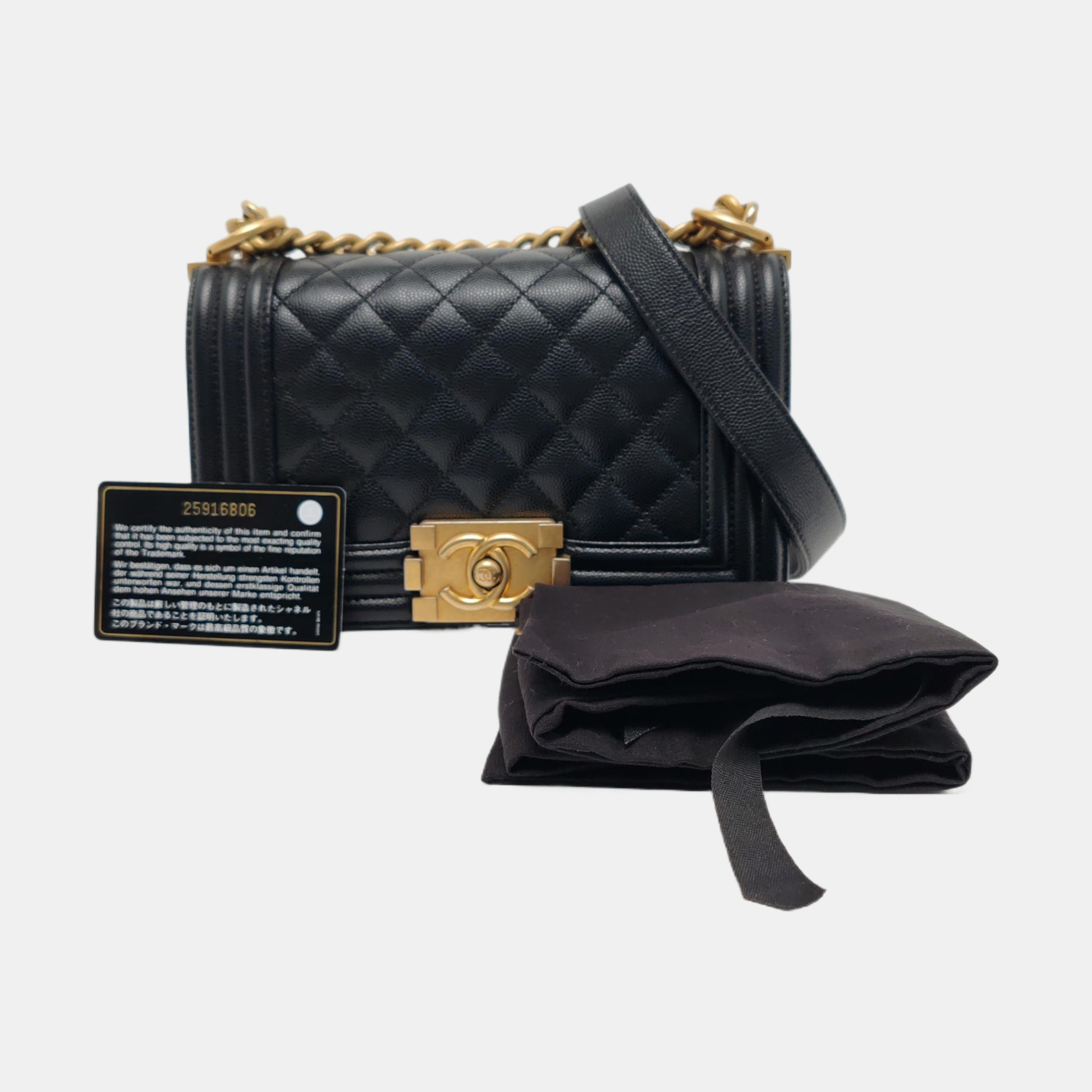 BOY CHANEL Small Quilted Grained Calfskin Black