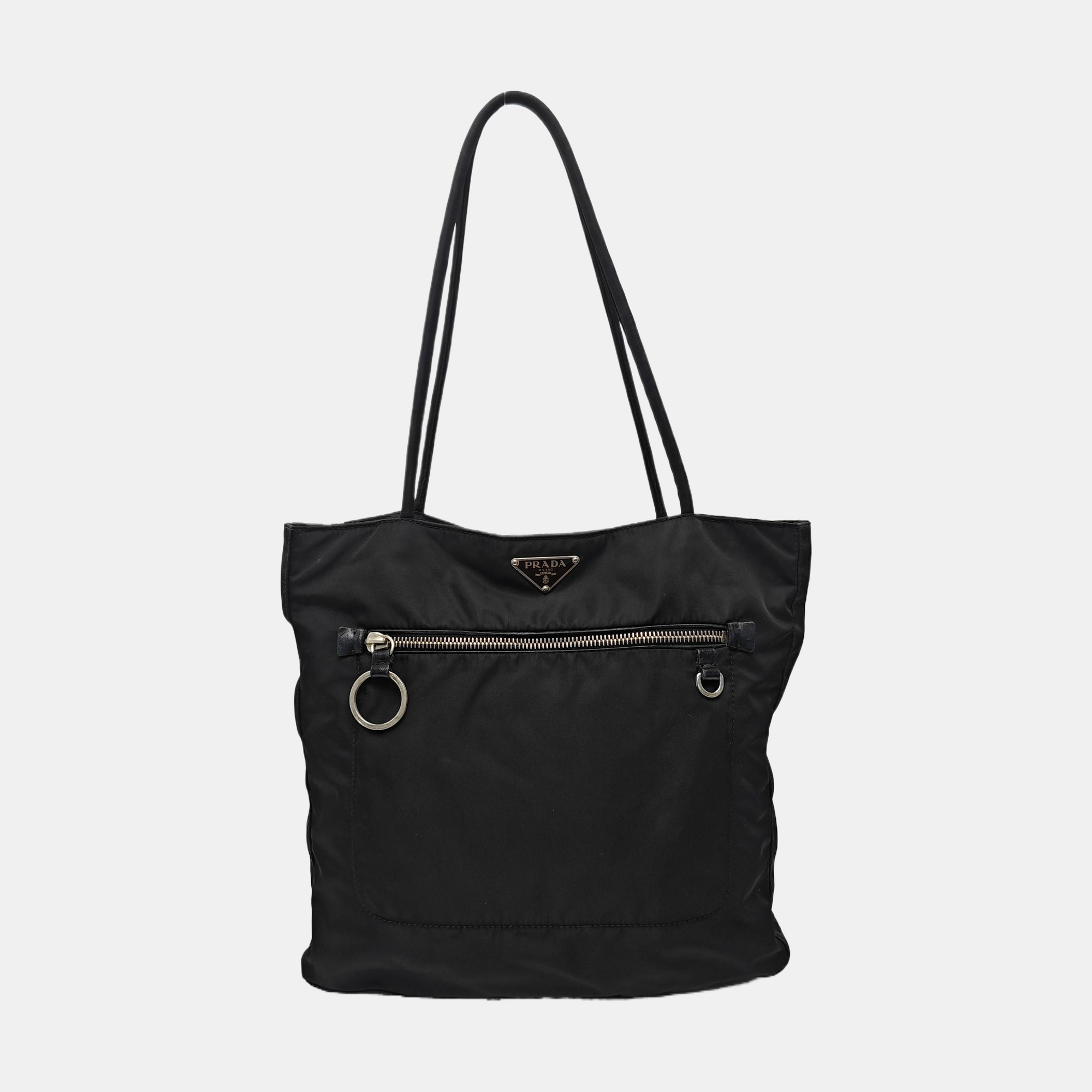 Nylon Top Handle Bag Black