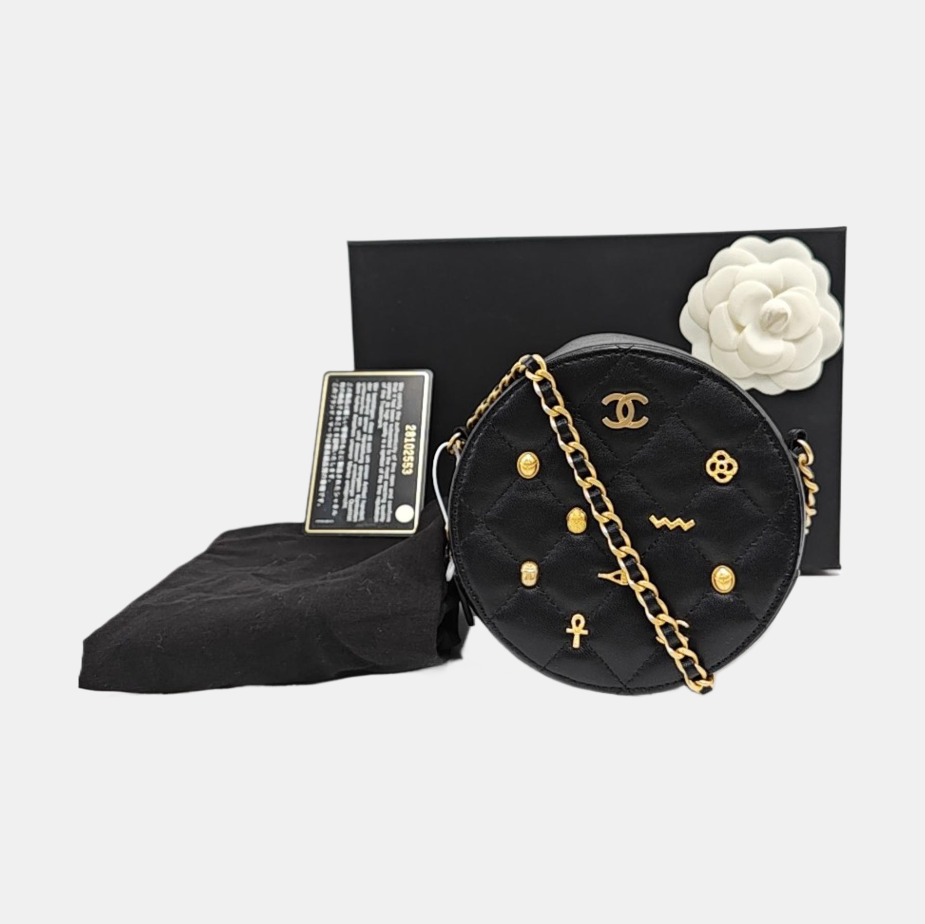 ROUND Mini Quilted Lambskin Black