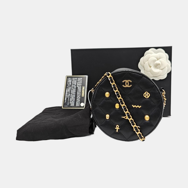 ROUND Mini Quilted Lambskin Black