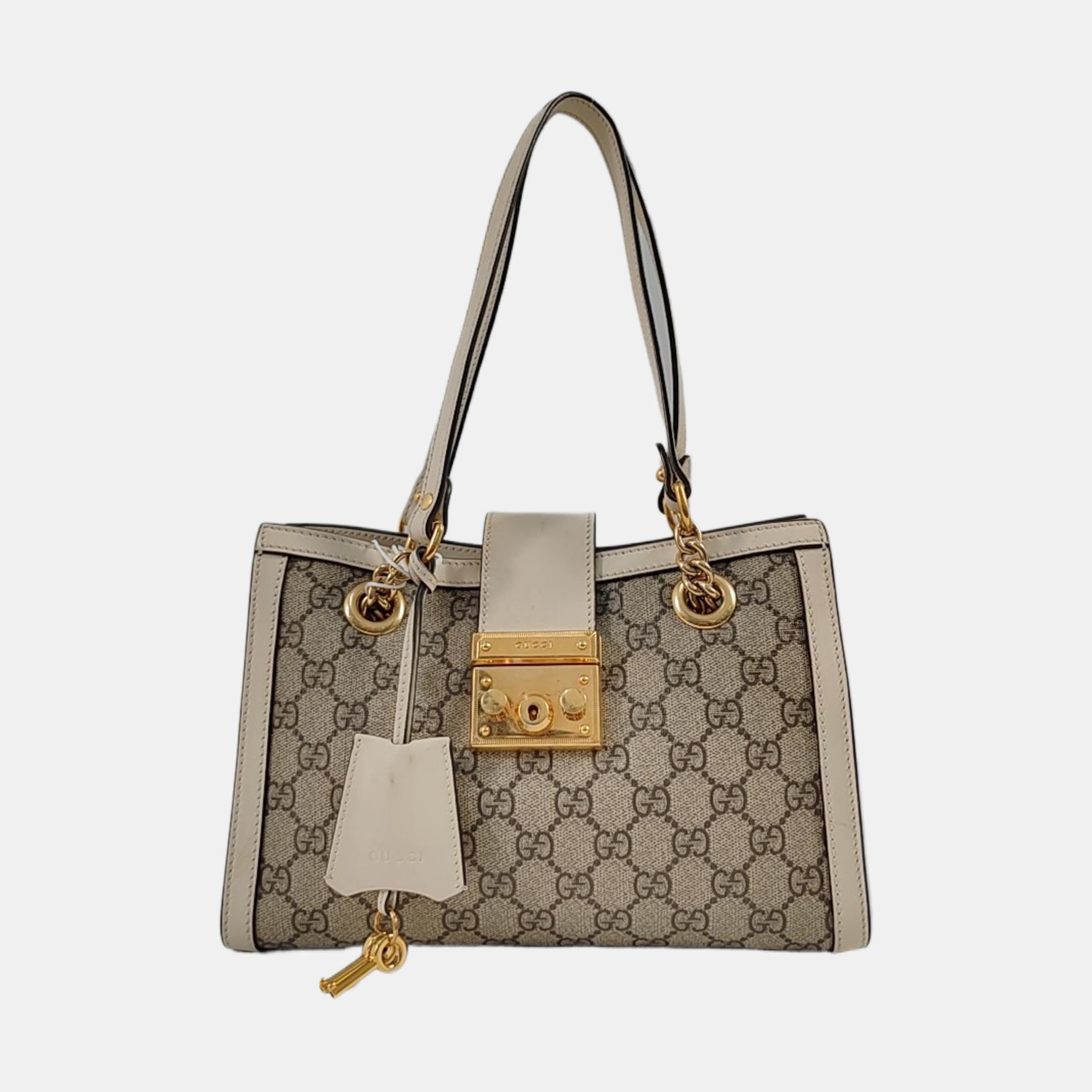 Padlock Small Monogram Coated Canvas Beige