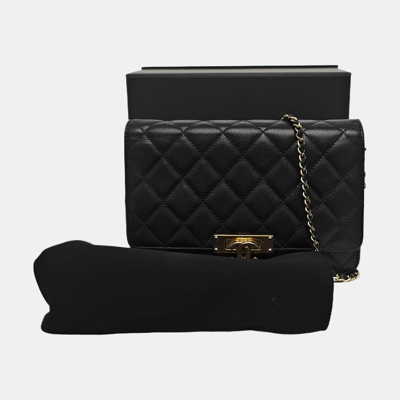 DOUBLE CC WOC Quilted Grained Calfskin Black