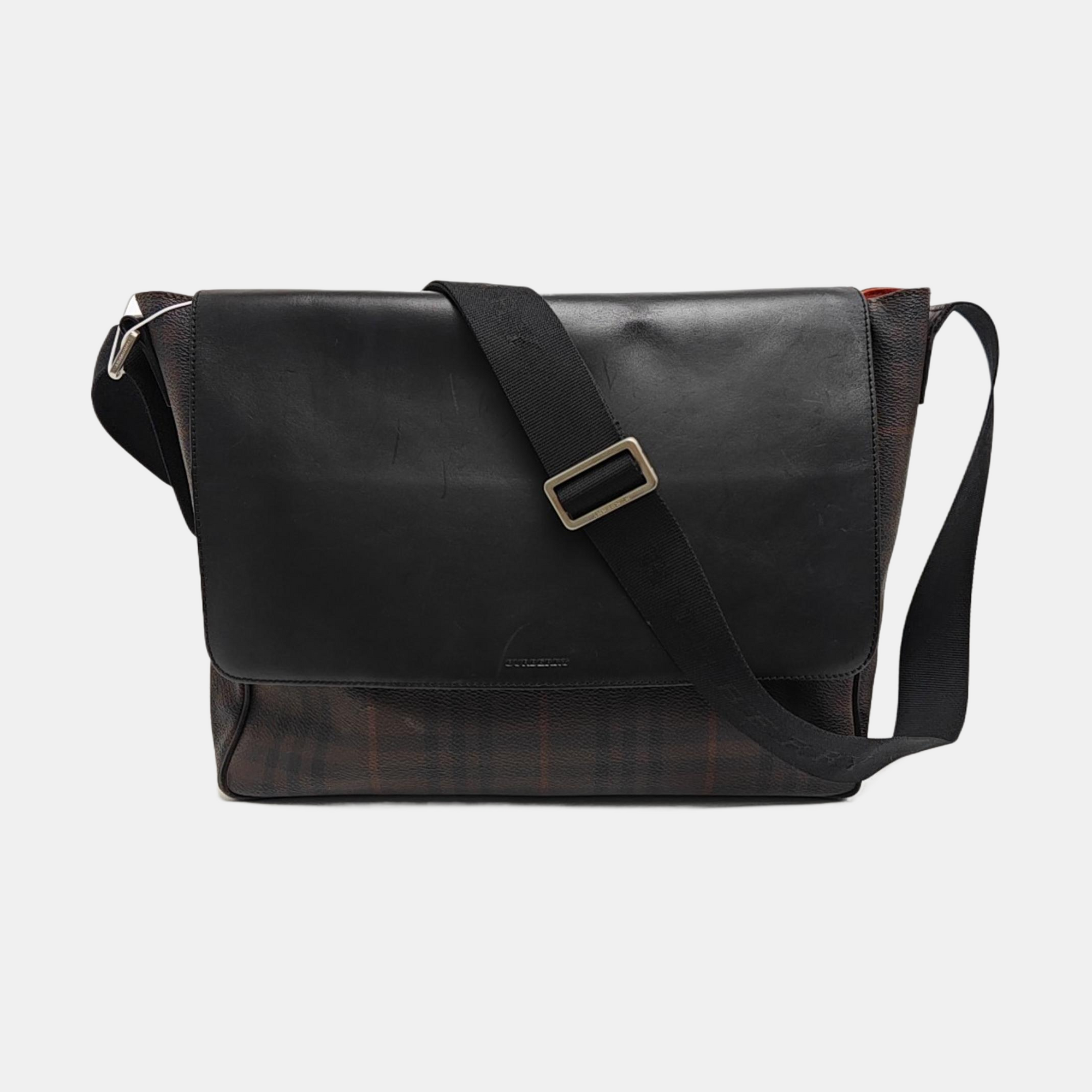 Coated Canvas Shoulder Bag Brown