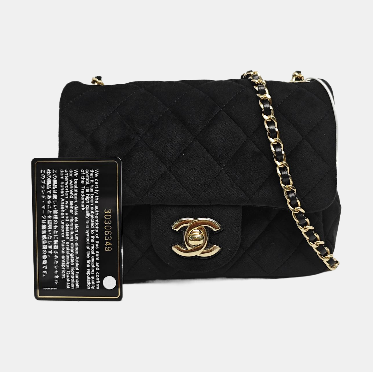 CLASSIC FLAP Mini Quilted Velvet Black