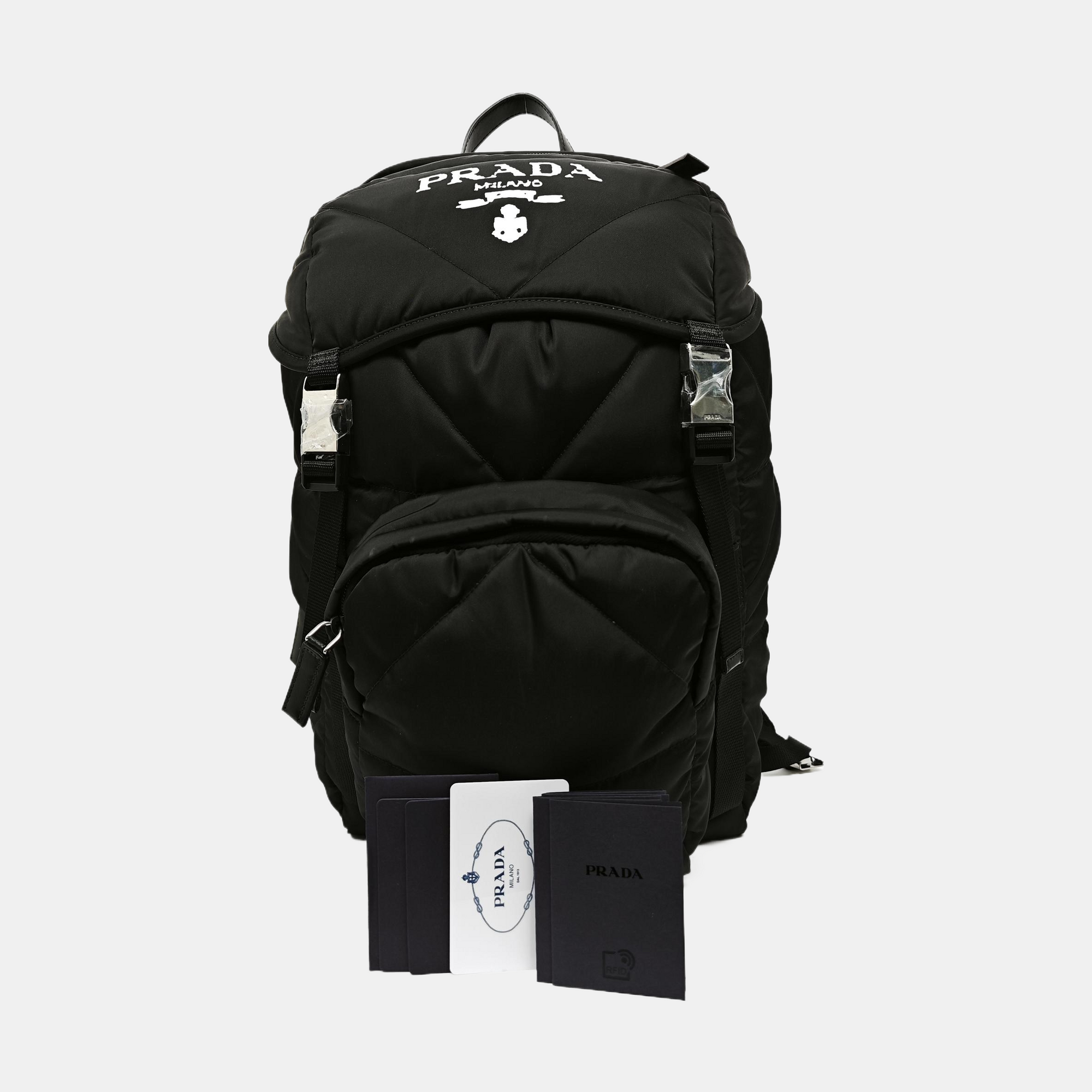 Quilted Nylon Backpack Black