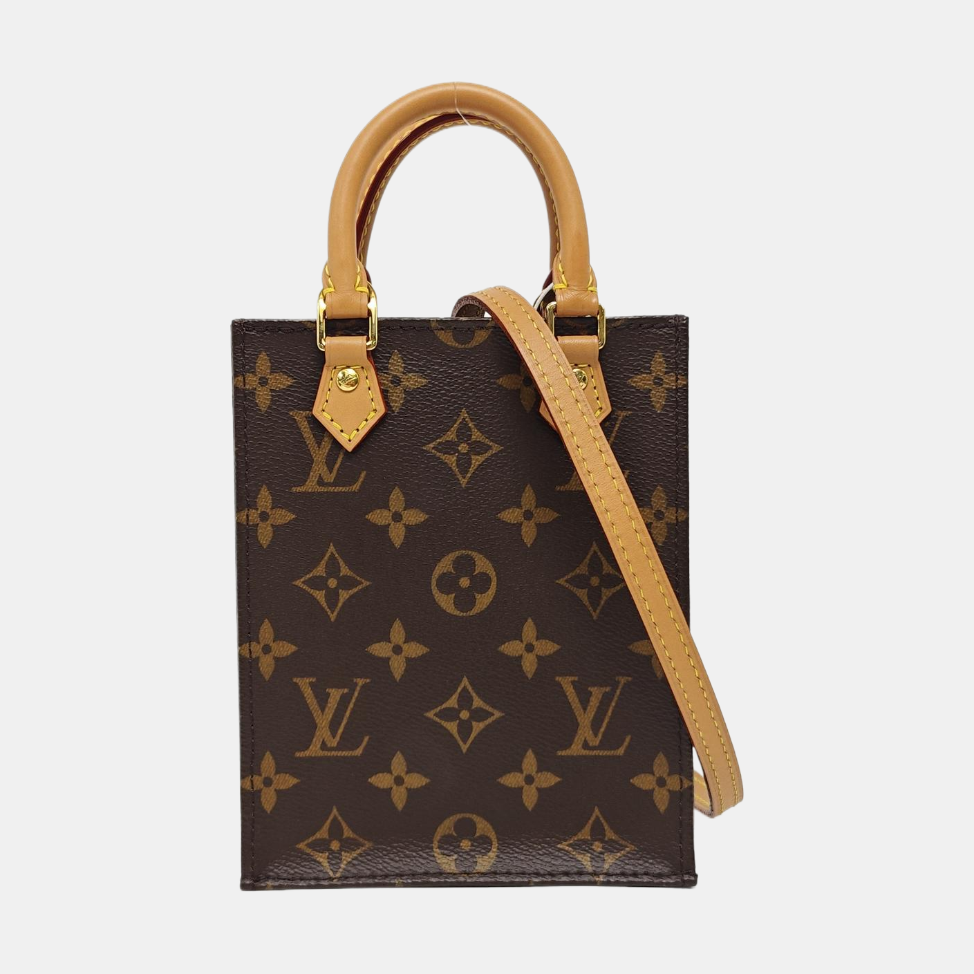 SAC PLAT Mini Monogram Coated Canvas Brown