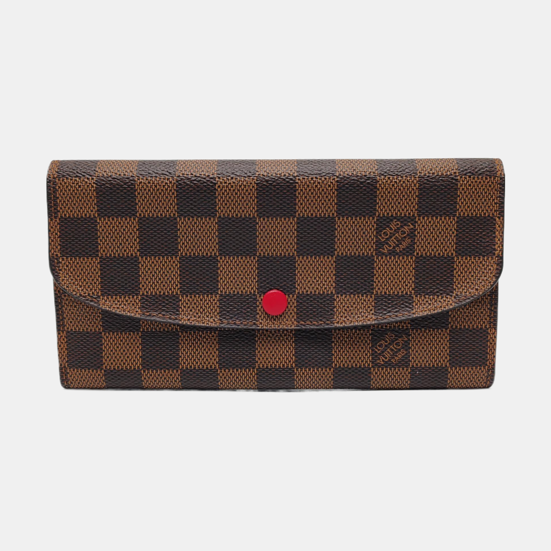 EMILIE Damier Ebene Coated Canvas Brown Wallet