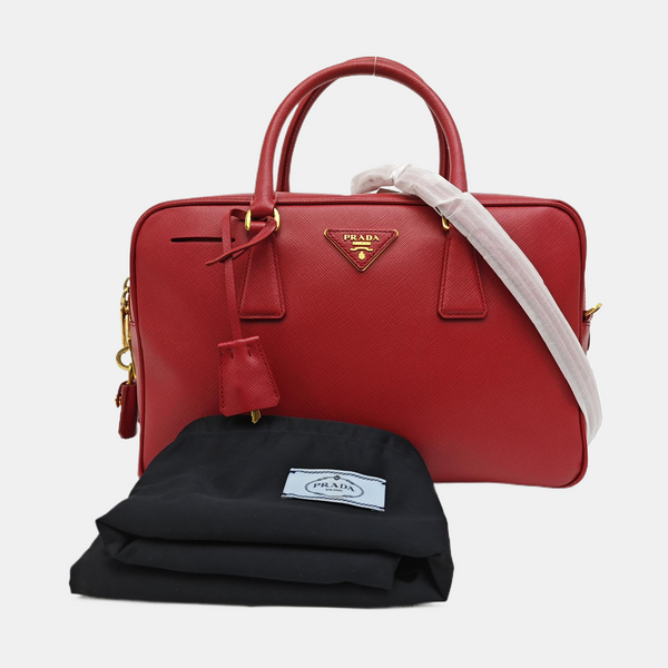 Saffiano Calfskin Shoulder Bag Red