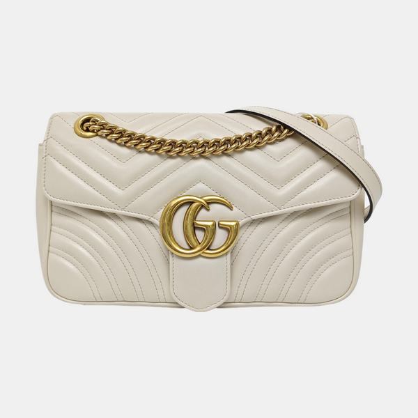 GG Marmont Medium Quilted Calfskin White