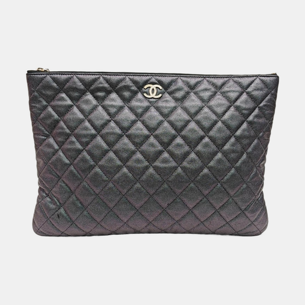 Quilted Patent Leather Tote Bag Green