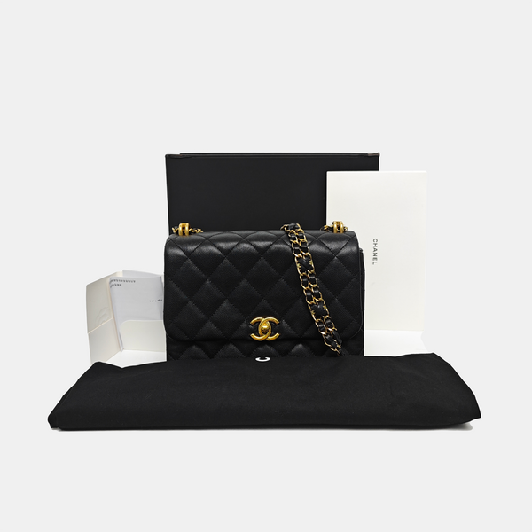 Large Quilted Grained Calfskin Black