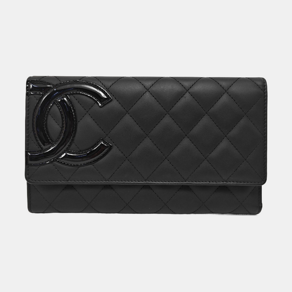 CAMBON Medium Quilted Calfskin Black Wallet