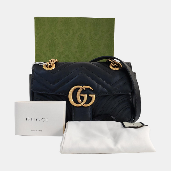 GG Marmont Small Quilted Calfskin Black