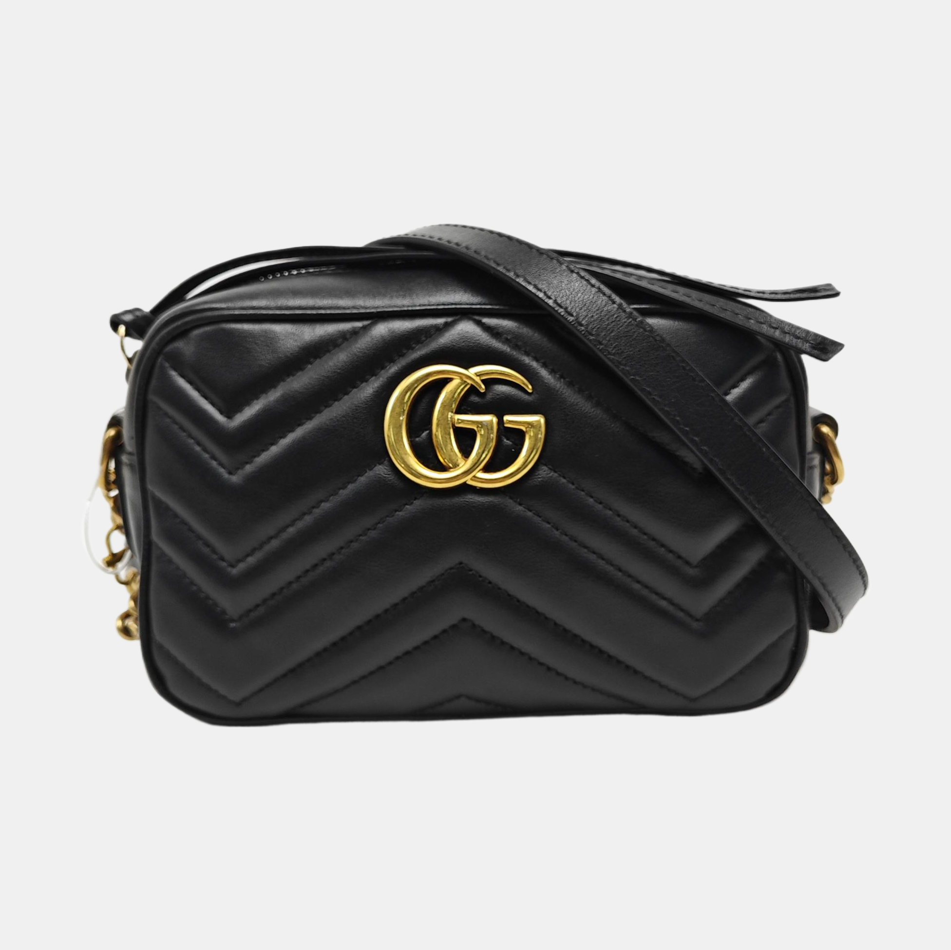 GG Marmont Mini Quilted Calfskin Black