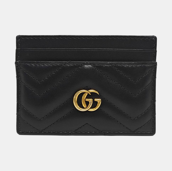 Authenticated pre-owned  GG Marmont Quilted Calfskin Black Card Holder - Card Holder at Looply