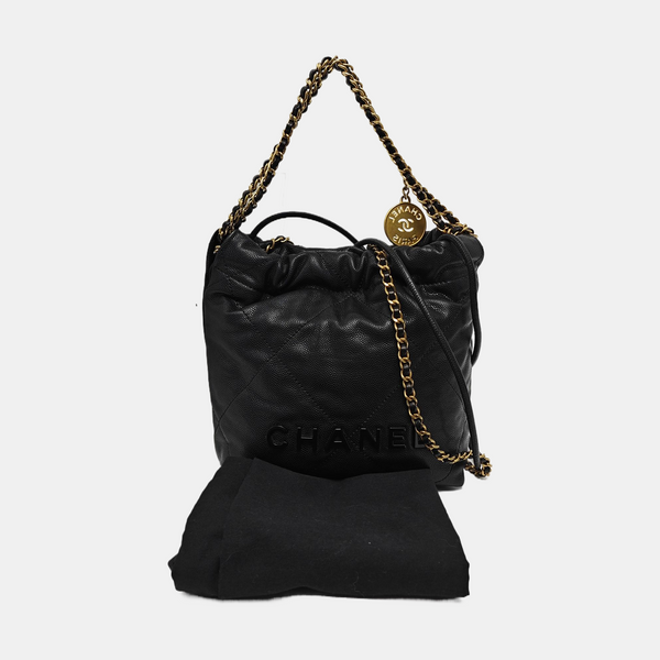 CHANEL 22 Mini Quilted Grained Calfskin Black