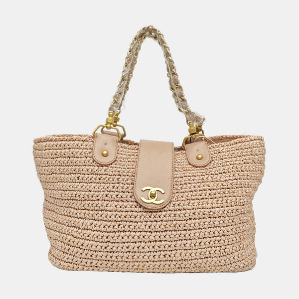 Straw Tote Bag Pink