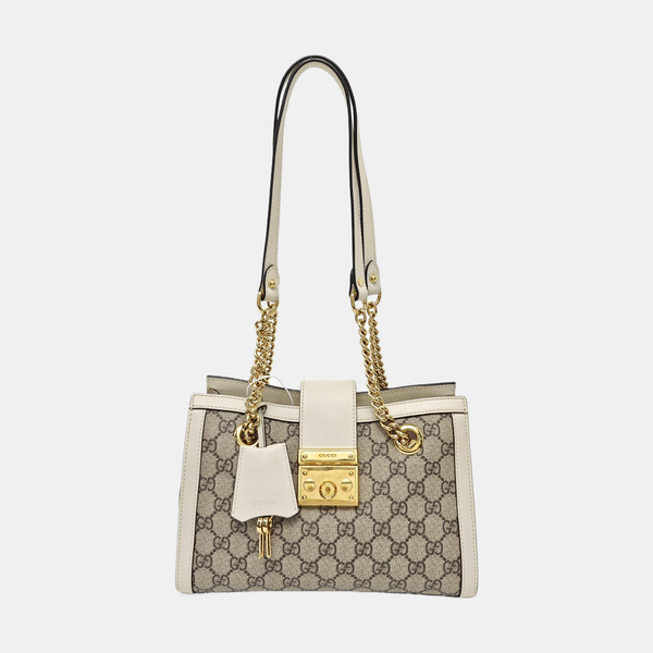Padlock Small Monogram Coated Canvas Beige
