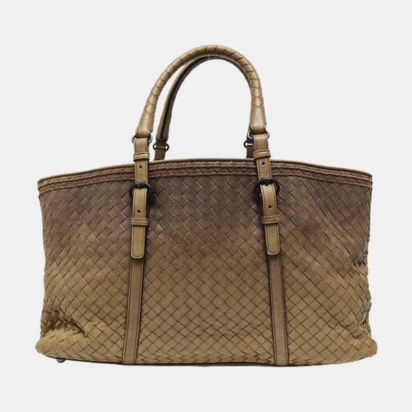 Lambskin Top Handle Bag Brown