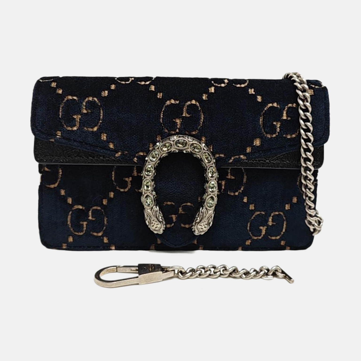 Dionysus Super Mini Monogram Velvet Blue